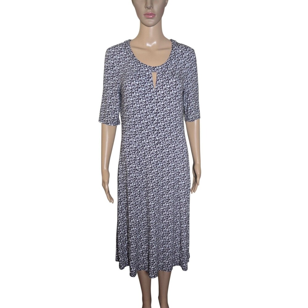 Brora Womens Floral Print Keyhole Neckline Short Sleeve Midi Dress Sz 12